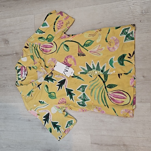 ZARA Tropical Yellow Men’s Shirt - Small - NWT - Picture 2 of 7